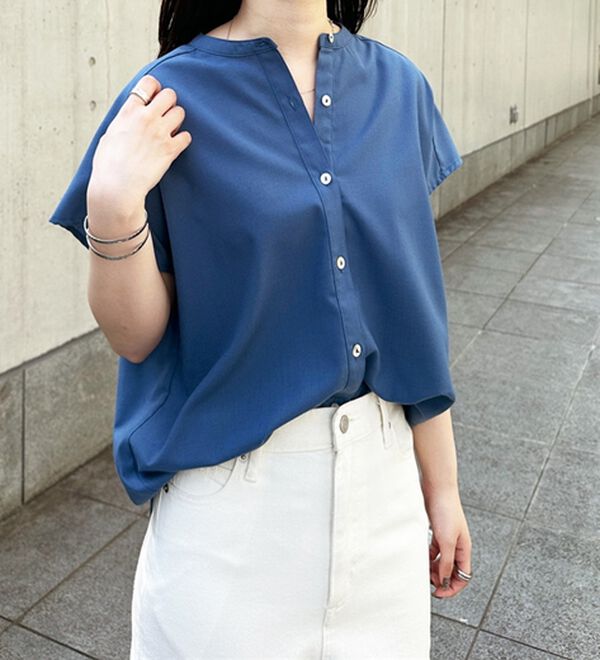 GeeRA（ジーラ）の「綿タッチフレンチスリーブブラウス（ブラウス）」｜詳細画像