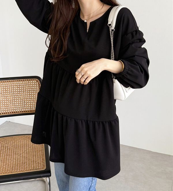 GeeRA（ジーラ）の「前後２ＷＡＹボリュームティアードブラウス（チュニック）」｜詳細画像