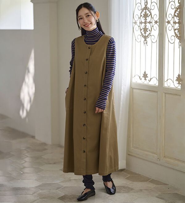 BELLUNA（ベルーナ）の「綿混素材ステッチ使いジャンパースカート（ジャンパースカート）」｜詳細画像