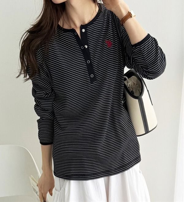 GeeRA（ジーラ）の「【U.S.POLOASSN】ワッフルヘンリーネックカットソー（カットソー）」｜詳細画像