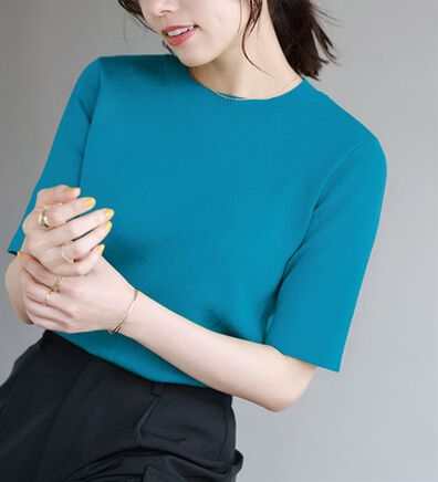 Pierrot（ピエロ）の「【洗濯機で洗える】多機能ニット５分袖トップス（ニット・セーター）」