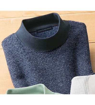 「＜コムルヴァン・オム＞この時期に嬉しい！裏起毛ワッフルハイネック（メンズカットソー）」
