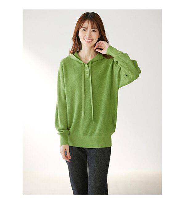 BELLUNA（ベルーナ）の「ゆるっと大人カジュアルあぜ編ニットフーディー（ニット・セーター）」｜詳細画像