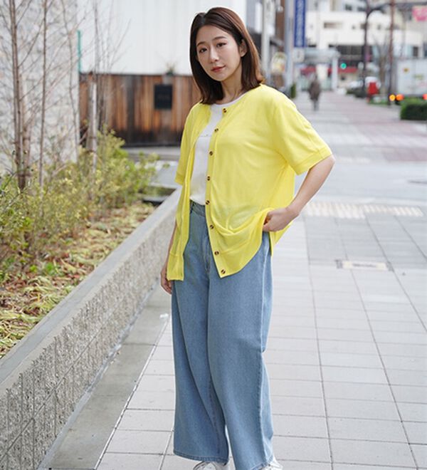 A HAPPY MARILYN（アハッピーマリリン）の「【Ｌ～５Ｌ】長袖・七分袖・半袖　シンプル　カーディガン（ニットカーディガン）」｜詳細画像