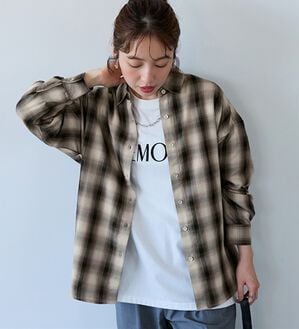 BELLUNA（ベルーナ）の「サラッと軽い！チェック柄シャツ（シャツ）」｜アイボリー系