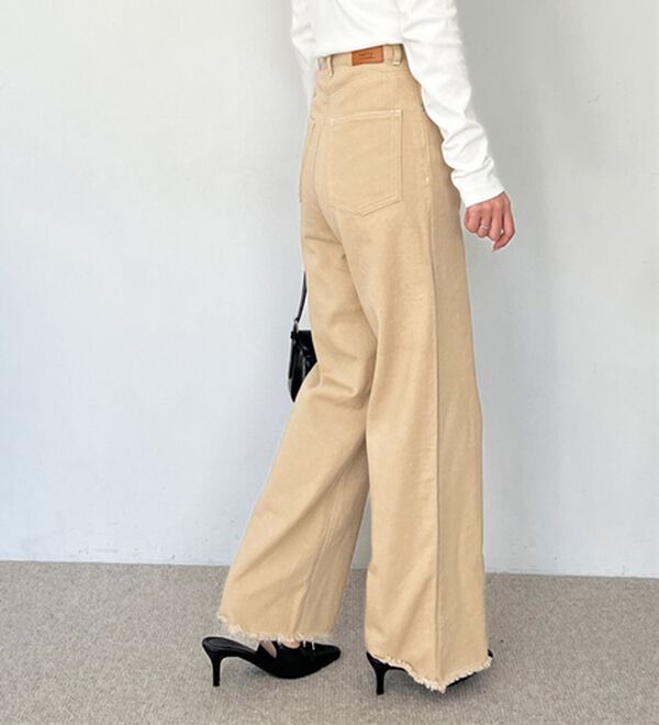 GeeRA（ジーラ）の「オリジナルパッチハイウエストデニム（ワイドパンツ・ガウチョ）」｜詳細画像