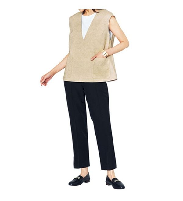 VINNO（ヴィノ）の「麻入素材ベスト＆スカートセットアップ（セットアップ）」｜詳細画像