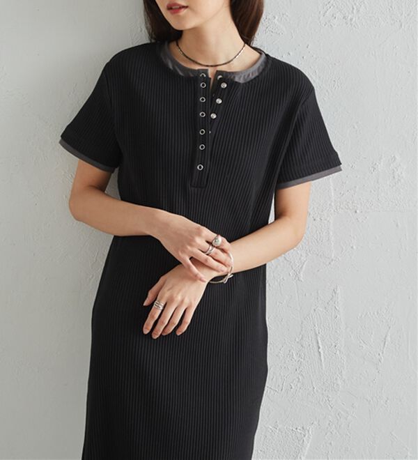 RANAN（ラナン）の「レイヤードヘンリーネックリブワンピース（カットソーワンピース）」｜詳細画像