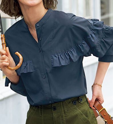 BELLUNA（ベルーナ）の「シャカ伸び！はっ水ティアードフリルブラウス（ブラウス）」