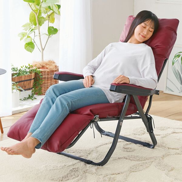 「フットレスト付リクライニングチェア２（椅子・チェア・スツール）」｜ワイン