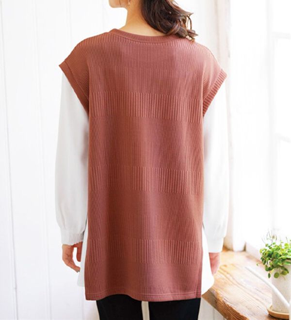 BELLUNA（ベルーナ）の「ボーダージャカード異素材切替チュニック（チュニック）」｜詳細画像