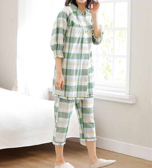 LAVIENNE（ラヴィエンヌ）の「サラッと涼感、綿１００％サッカーパジャマ（パジャマ・ルームウェア）」｜詳細画像