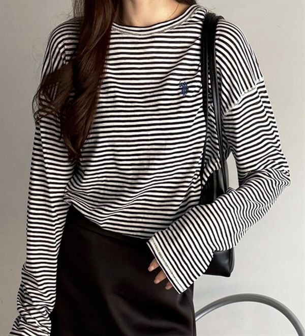 GeeRA（ジーラ）の「【Ｕ．Ｓ．ＰＯＬＯ　ＡＳＳＮ．】スラブシアーロンＴ（Tシャツ）」｜白黒ボーダー