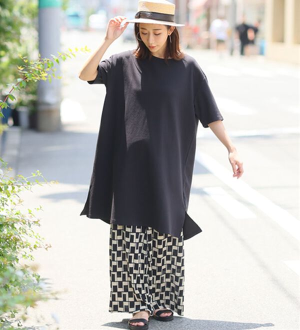 A HAPPY MARILYN（アハッピーマリリン）の「【Ｍ～８Ｌ】【接触冷感・吸水速乾】体型カバー五分袖チュニック（チュニック）」｜詳細画像