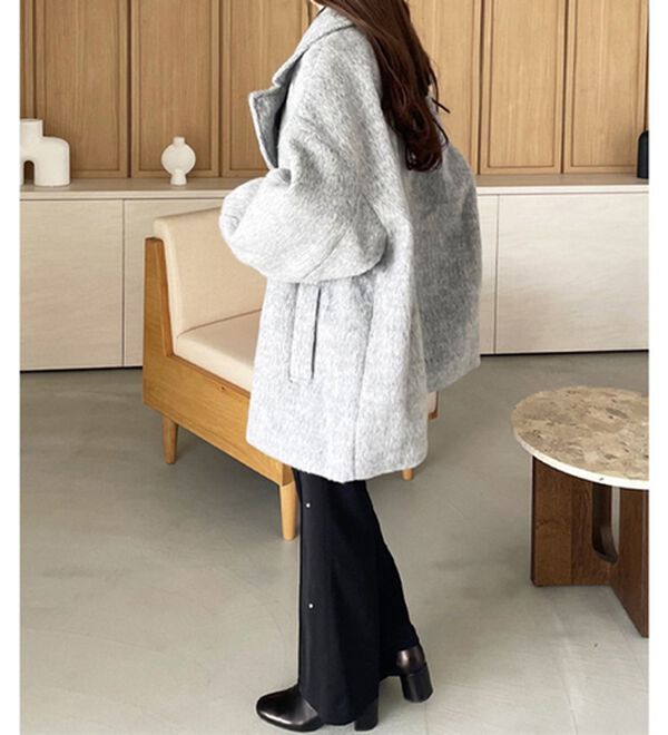 「【YOUING.】シャギーオーバーサイズミドルコート（ハーフコート）」｜詳細画像