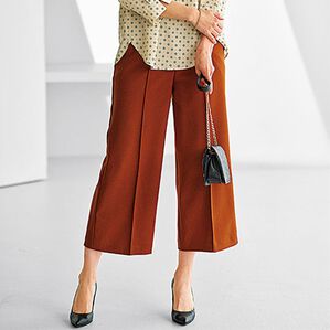 BELLUNA（ベルーナ）の「ウーリッシュ素材ワイドパンツ（ワイドパンツ・ガウチョ）」｜テラコッタ