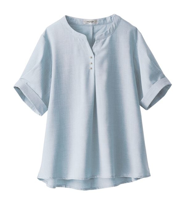 BELLUNA（ベルーナ）の「麻調合繊パール付タックデザインブラウス（ブラウス）」｜詳細画像