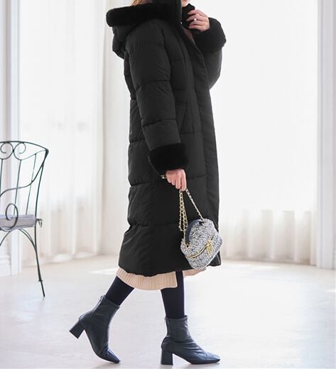 美品 高島屋 アルパカ ロングコート ミンクファー シュマンドール M