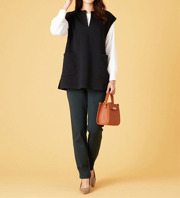 BELLUNA（ベルーナ）の「【2点セット】静電気防止インナー付ベストアンサンブル（アンサンブル）」｜詳細画像