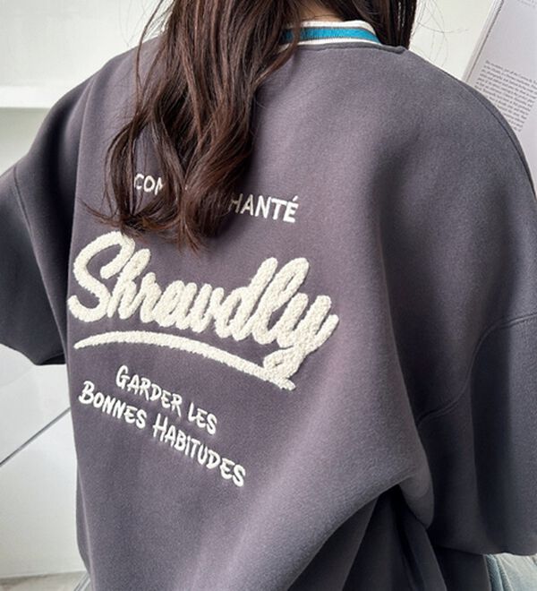 GeeRA（ジーラ）の「ラインリブエンブロイダリー裏起毛スウェット（カットソー）」｜詳細画像