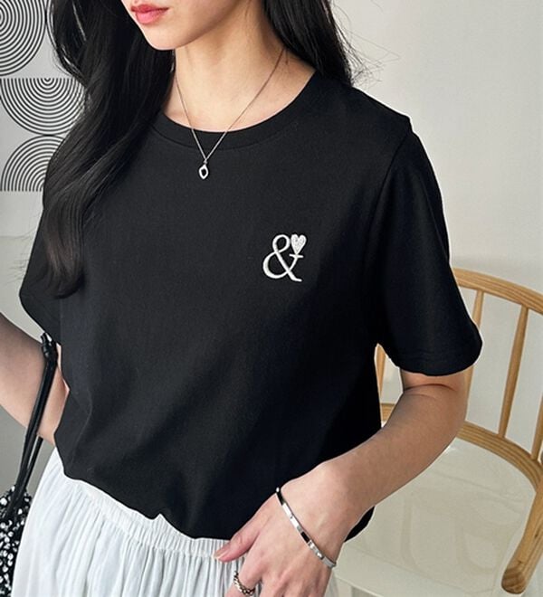 GeeRA（ジーラ）の「アンドハート刺しゅうＴシャツ（Tシャツ）」｜詳細画像