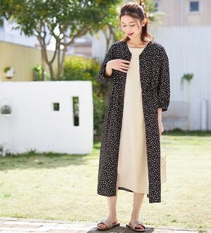 Viola e Viola（ヴィオラ エ ヴィオラ）の「前ボタンＶネックシャツワンピース（シャツワンピース）」｜ブラック系くずれドット