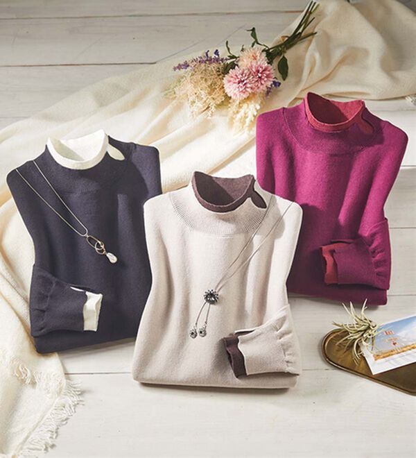 ルフラン（ルフラン）の「【３色組】綿１００％上品配色ニット（ニット・セーター）」｜3色組