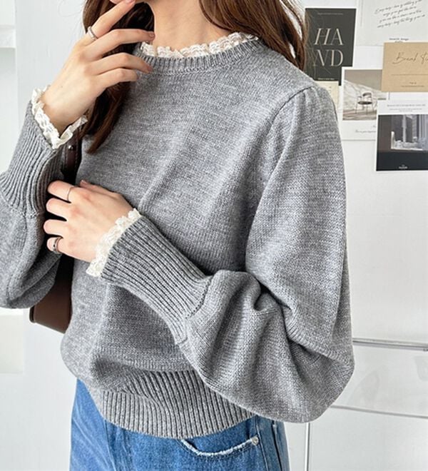 GeeRA（ジーラ）の「レース衿ニットプルオーバー（ニット・セーター）」｜詳細画像