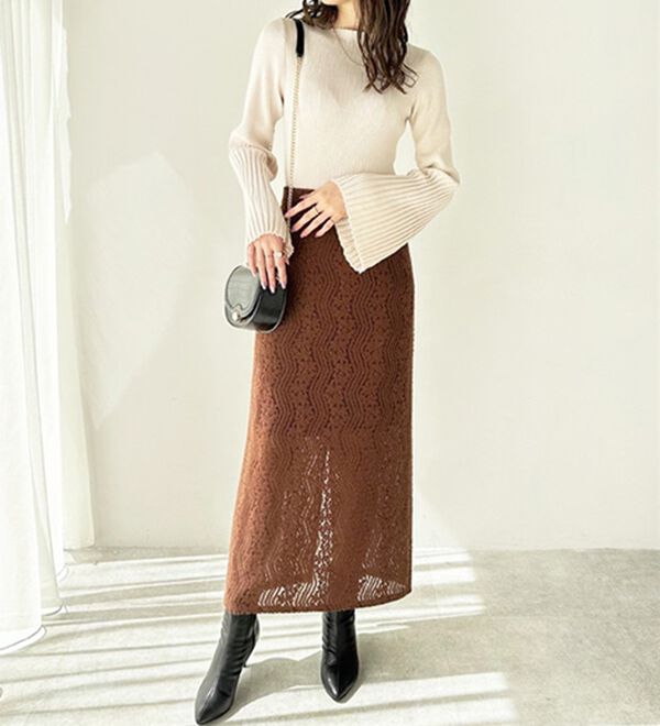 GeeRA（ジーラ）の「起毛レースタイトスカート（ロングスカート）」｜詳細画像