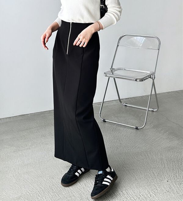 GeeRA（ジーラ）の「ＯＮ／ＯＦＦ使える！フロントファスナースカート（ロングスカート）」｜詳細画像
