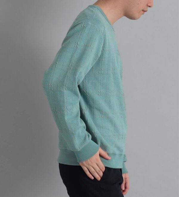 「＜コムルヴァン・オム＞チェック柄ふくれジャカードトレーナー（メンズトレーナー）」｜詳細画像