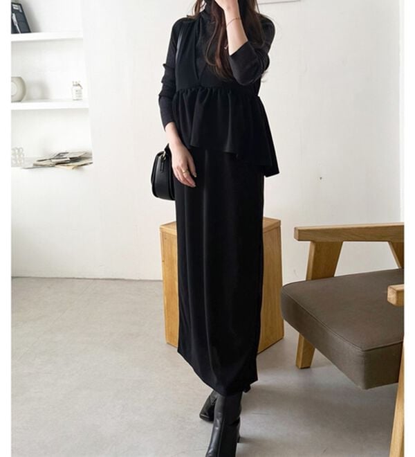 再入荷】楽ちん！ペプラムジャンパースカート - ベルーナ【公式】