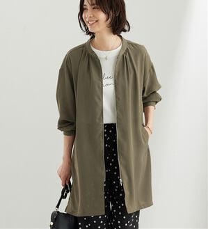 BELLUNA（ベルーナ）の「とろみ素材イージーケアロング丈ジャケット（その他ジャケット）」｜カーキ