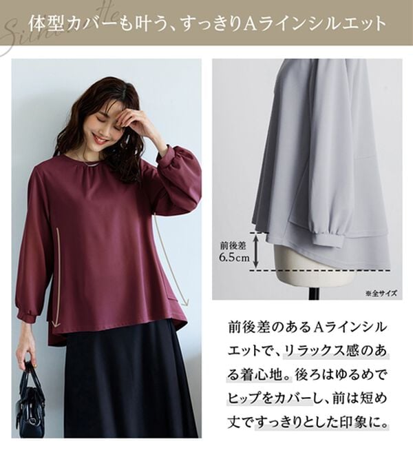 BELLUNA（ベルーナ）の「ボリューム袖美人顔バックフレアーＴブラウス（ブラウス）」｜詳細画像