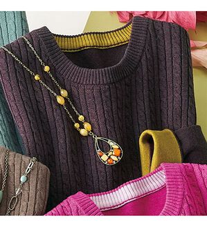 ルフラン（ルフラン）の「イージーケア！綿混ケーブルニット（ニット・セーター）」｜バーガンディ