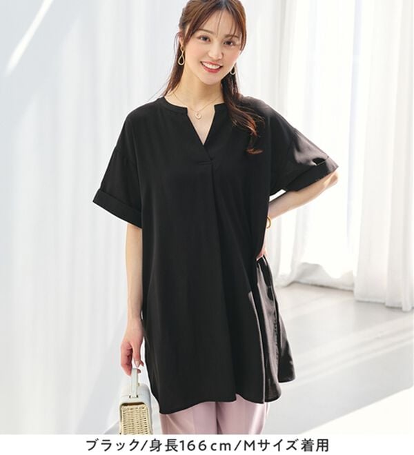 alotta（アロッタ）の「スキッパーとろみブラウスチュニック（ブラウス）」｜詳細画像