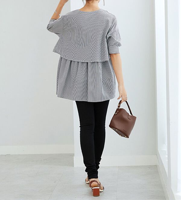 GeeRA（ジーラ）の「【華奢見え】羽織にもなる！ペプラムシャツチュニック（チュニック）」｜詳細画像