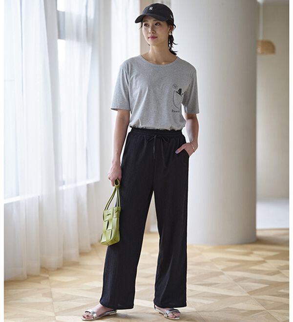 BELLUNA（ベルーナ）の「楊柳サラサラ素材イージーパンツ（フルレングスパンツ）」｜詳細画像
