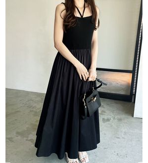 GeeRA（ジーラ）の「着回し異素材ドッキングキャミワンピース（ドッキングワンピース）」｜ブラック