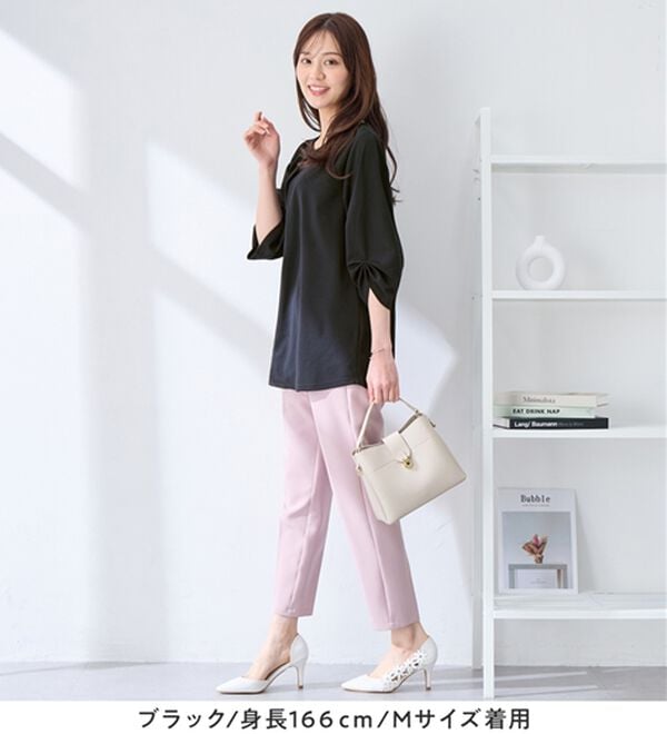 alotta（アロッタ）の「＜６つの機能付＞７分袖Ａラインフレアチュニックブラウス（チュニック）」｜詳細画像