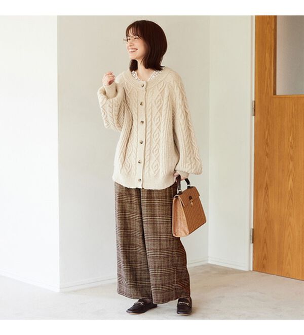 Viola e Viola（ヴィオラ エ ヴィオラ）の「ゆるストレートチェックパンツ（ワイドパンツ・ガウチョ）」｜詳細画像