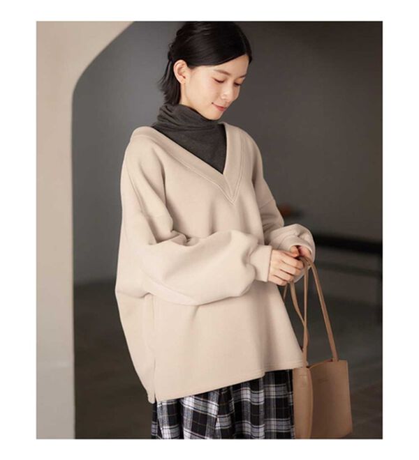 Viola e Viola（ヴィオラ エ ヴィオラ）の「【選べる衿】あったか裏起毛トップス＜ハイネック・クルーネック＞（カットソー）」｜詳細画像