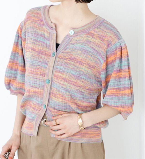 GeeRA（ジーラ）の「前後２ＷＡＹグラデーションニットカーデ（ニットカーディガン）」｜オレンジ系