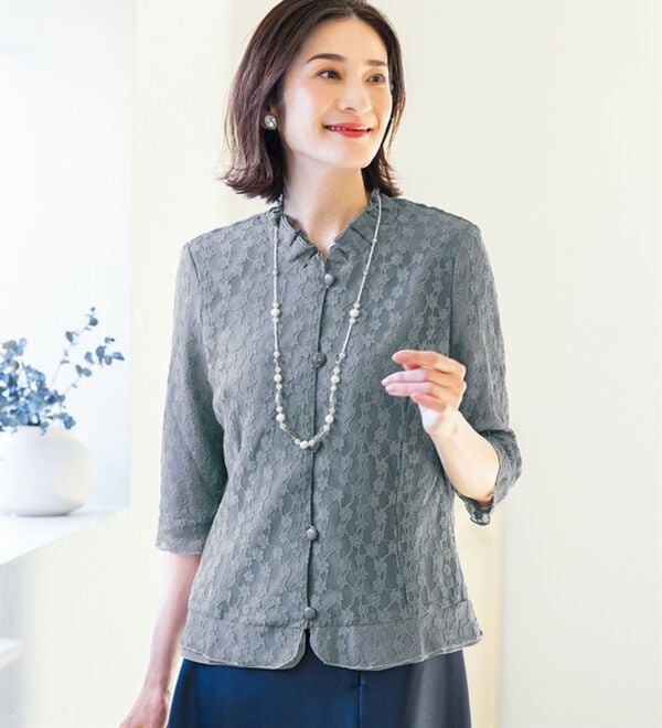 ルフラン（ルフラン）の「フォーマルレースブラウス（ブラックフォーマル（喪服・礼服））」｜詳細画像