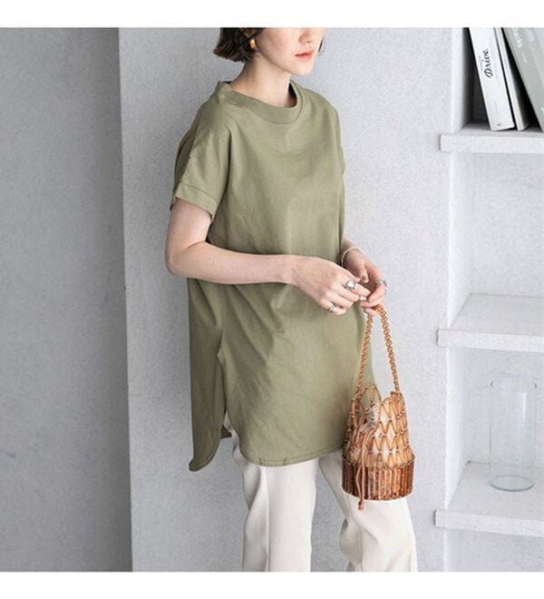 GeeRA（ジーラ）の「綿１００％フレンチスリーブチュニックＴシャツ（カットソー）」｜詳細画像