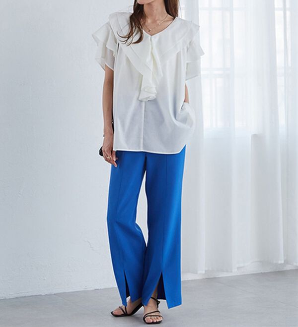 RANAN（ラナン）の「機能付センタースリットフレアーパンツ（フルレングスパンツ）」｜詳細画像