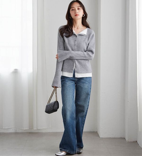 RANAN（ラナン）の「レイヤード配色ニットカーディガン（ニットカーディガン）」｜詳細画像