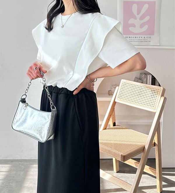 GeeRA（ジーラ）の「ラッフルショルダーワンピース（カットソーワンピース）」｜詳細画像
