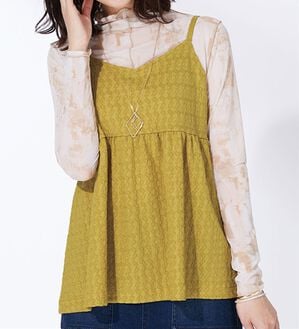 BELLUNA（ベルーナ）の「ジャカード素材バックリボンビスチェ（タンクトップ・キャミソール）」｜イエロー