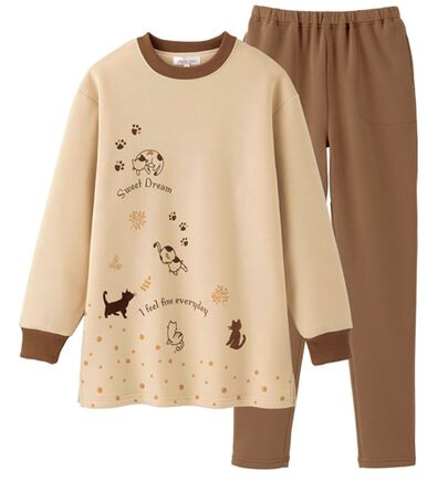 「あったか裏起毛にゃんこパジャマ（パジャマ・ルームウェア）」